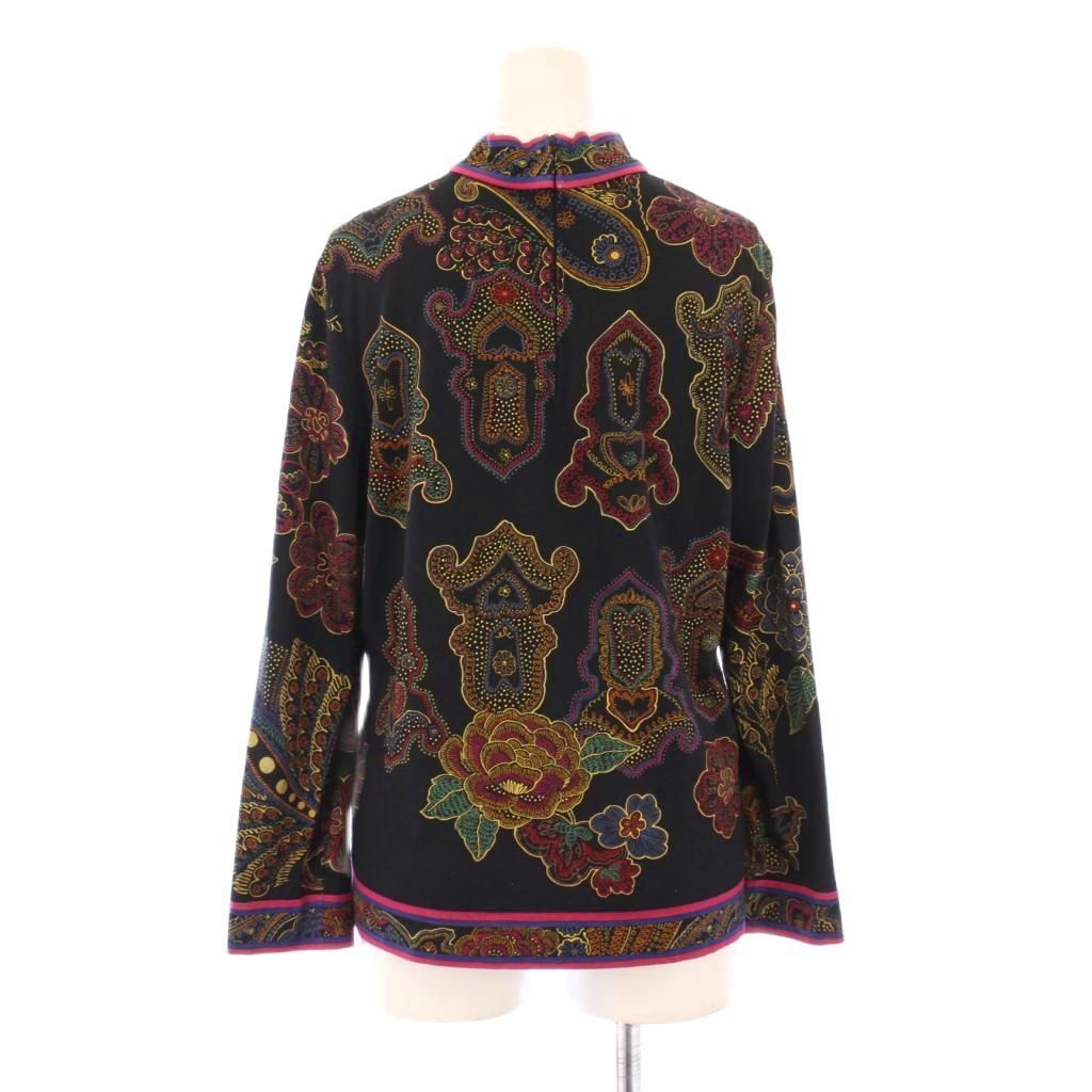 レオナール LEONARD カットソー 長袖 スタンドカラー ストレッチ 花柄