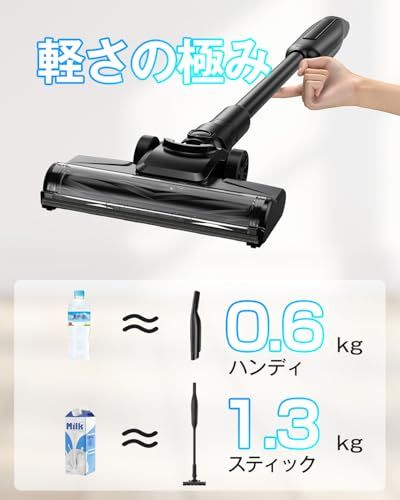 掃除機 コードレス 【2025新登場】55KPa超強力吸引&自立式&LEDライト