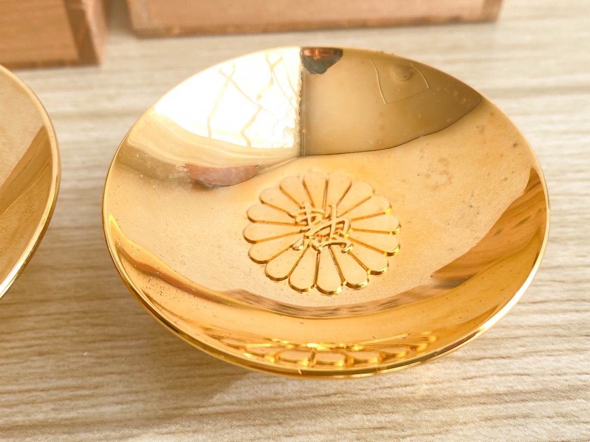 24K金メッキ 円形プレート 専用木箱付き 24K金メッキ 円形プレート 専用木箱付き