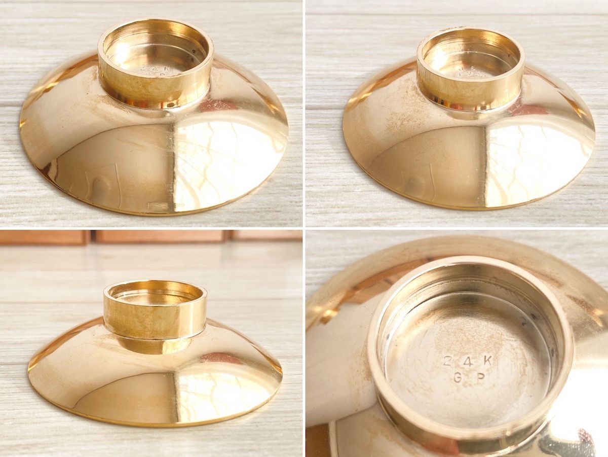 ZK223】K24GPメッキ金杯 ×4点 木箱入 金メッキ 縁起物 工芸品 和食器