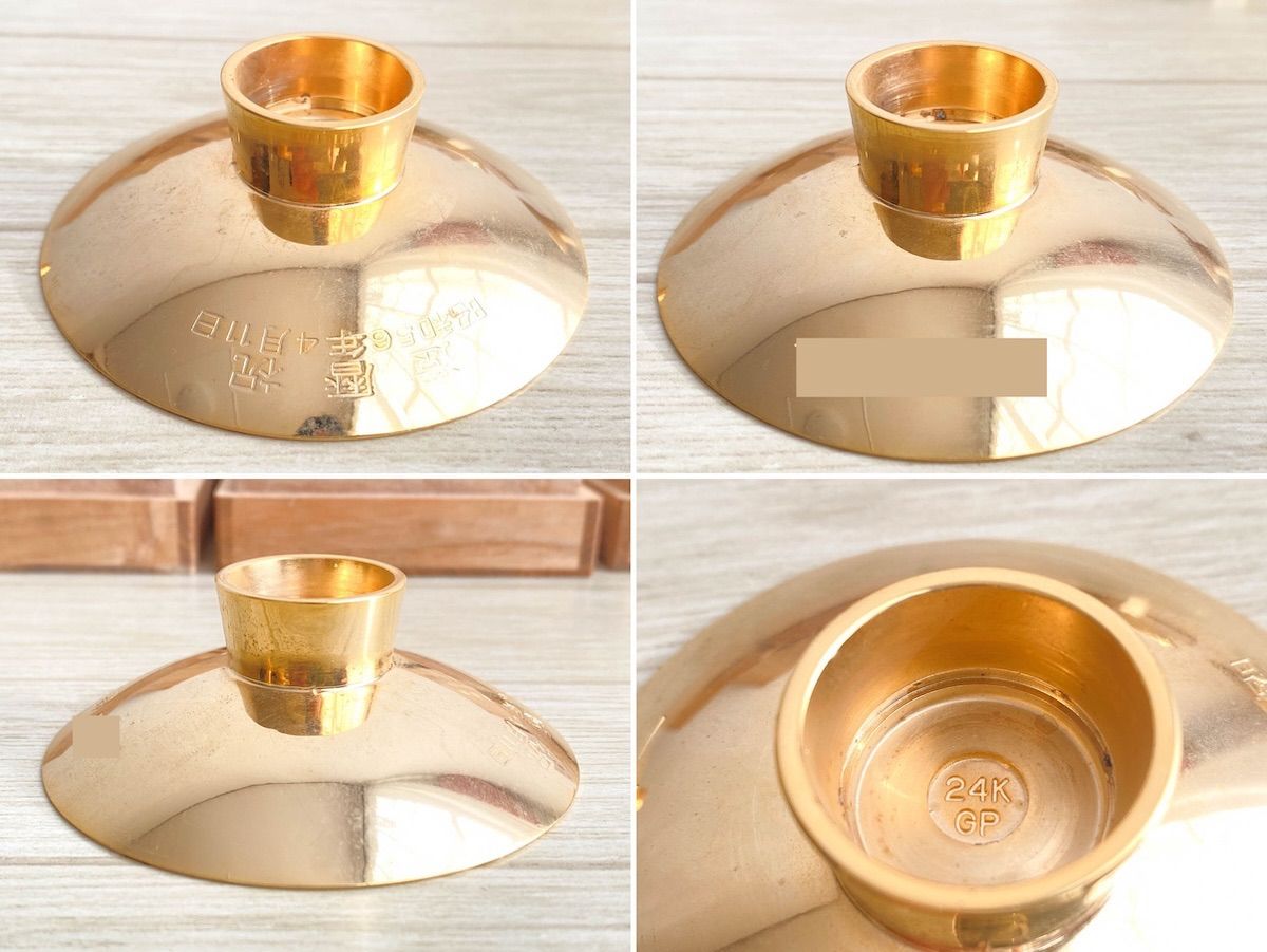 ZK223】K24GPメッキ金杯 ×4点 木箱入 金メッキ 縁起物 工芸品 和食器