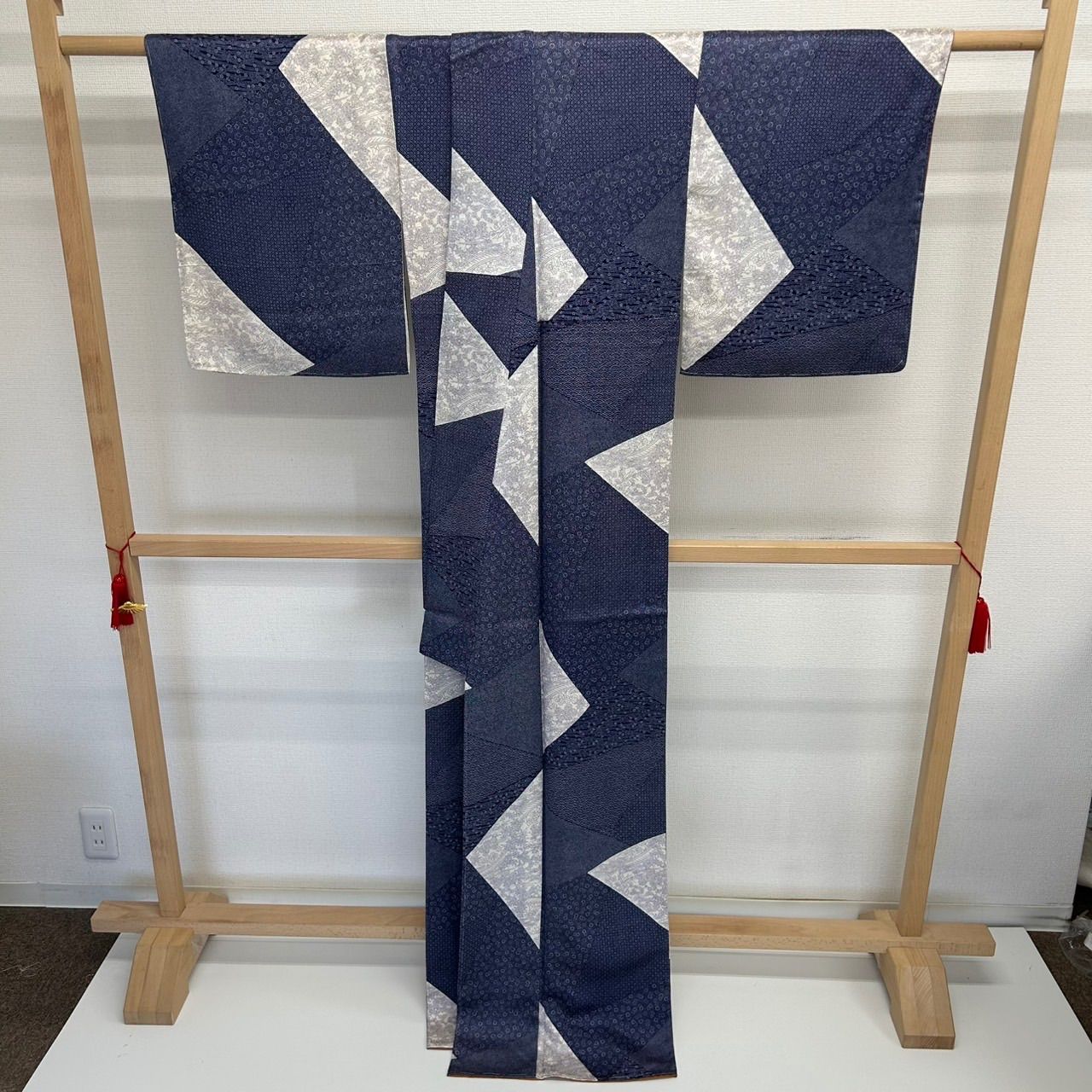 正絹　型染め　小紋　藍染　袷 f1f14d04f72146c0bae8c37cba7af9