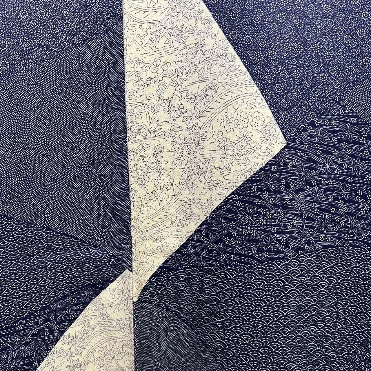 江戸小紋 正絹 藍染め 染め分け 粋なデザイン 袷 着物 MK-2665 - メルカリ