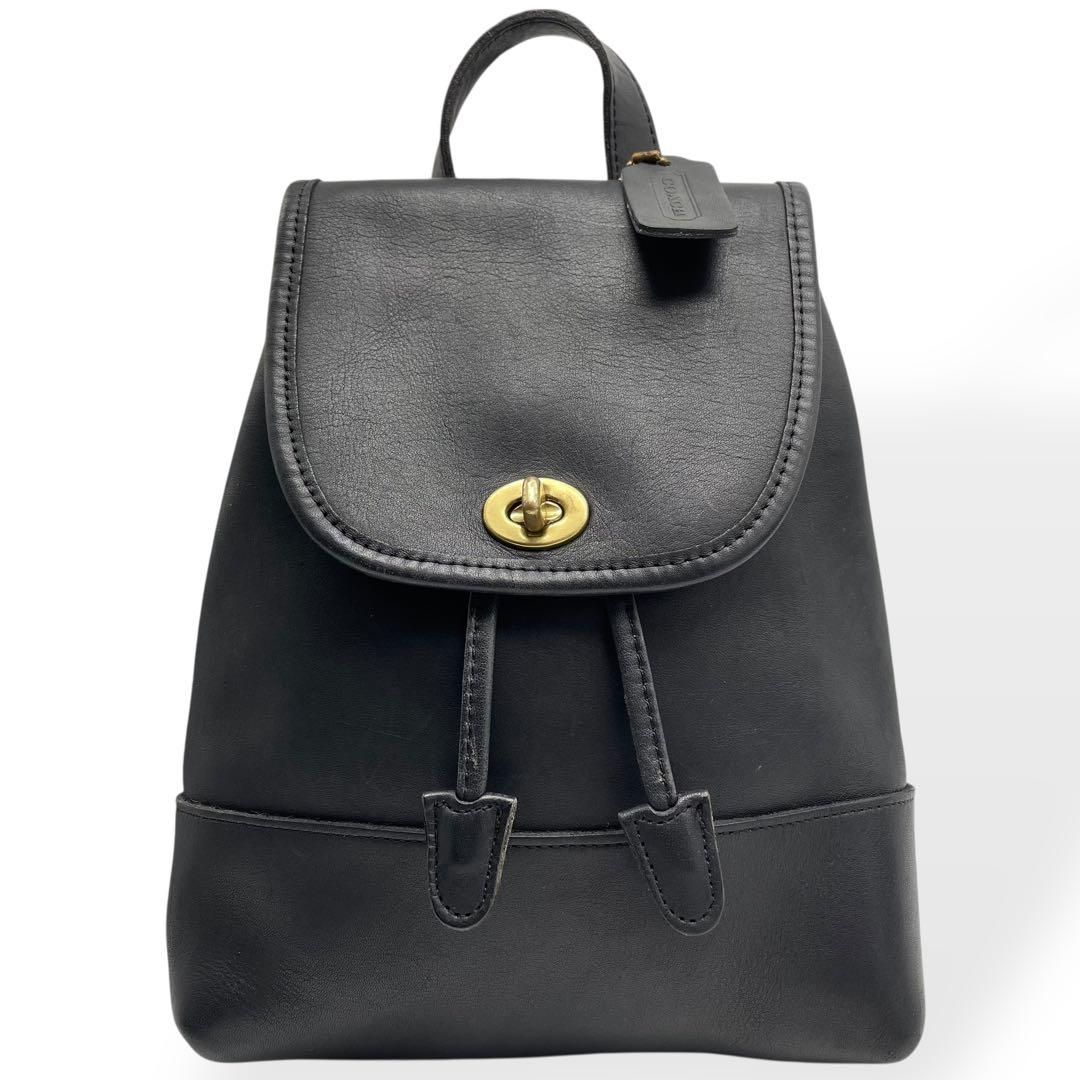 極美品 COACH オールドコーチ リュック ターンロック 本革 ブラック