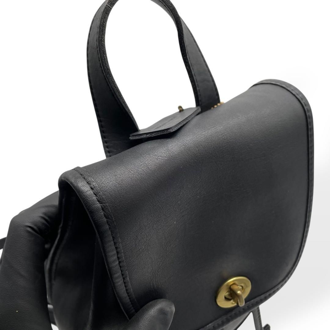 極美品 COACH オールドコーチ リュック ターンロック 本革 ブラック