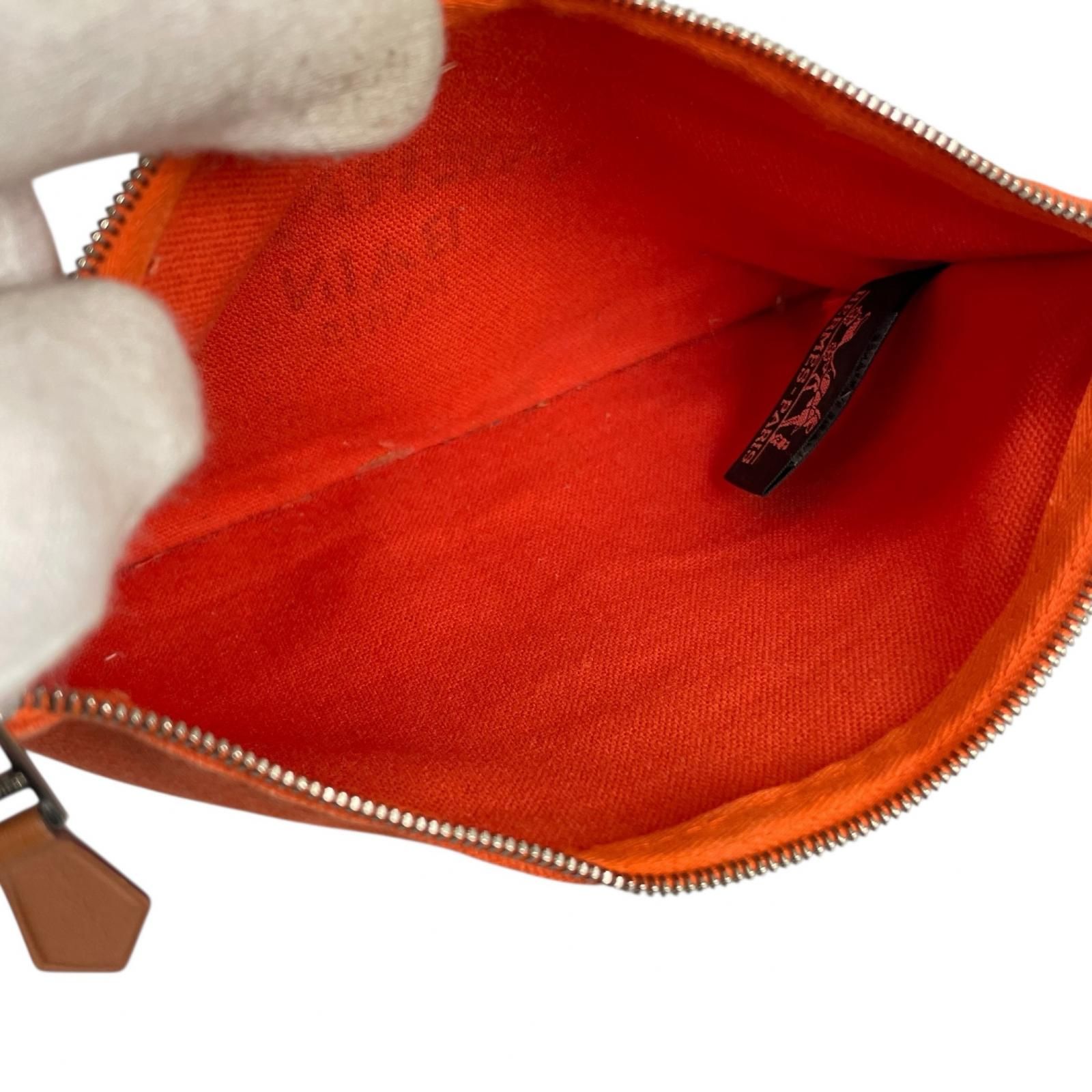 HERMES エルメス ヨッティングフラットGM ポーチ コットンキャンバス