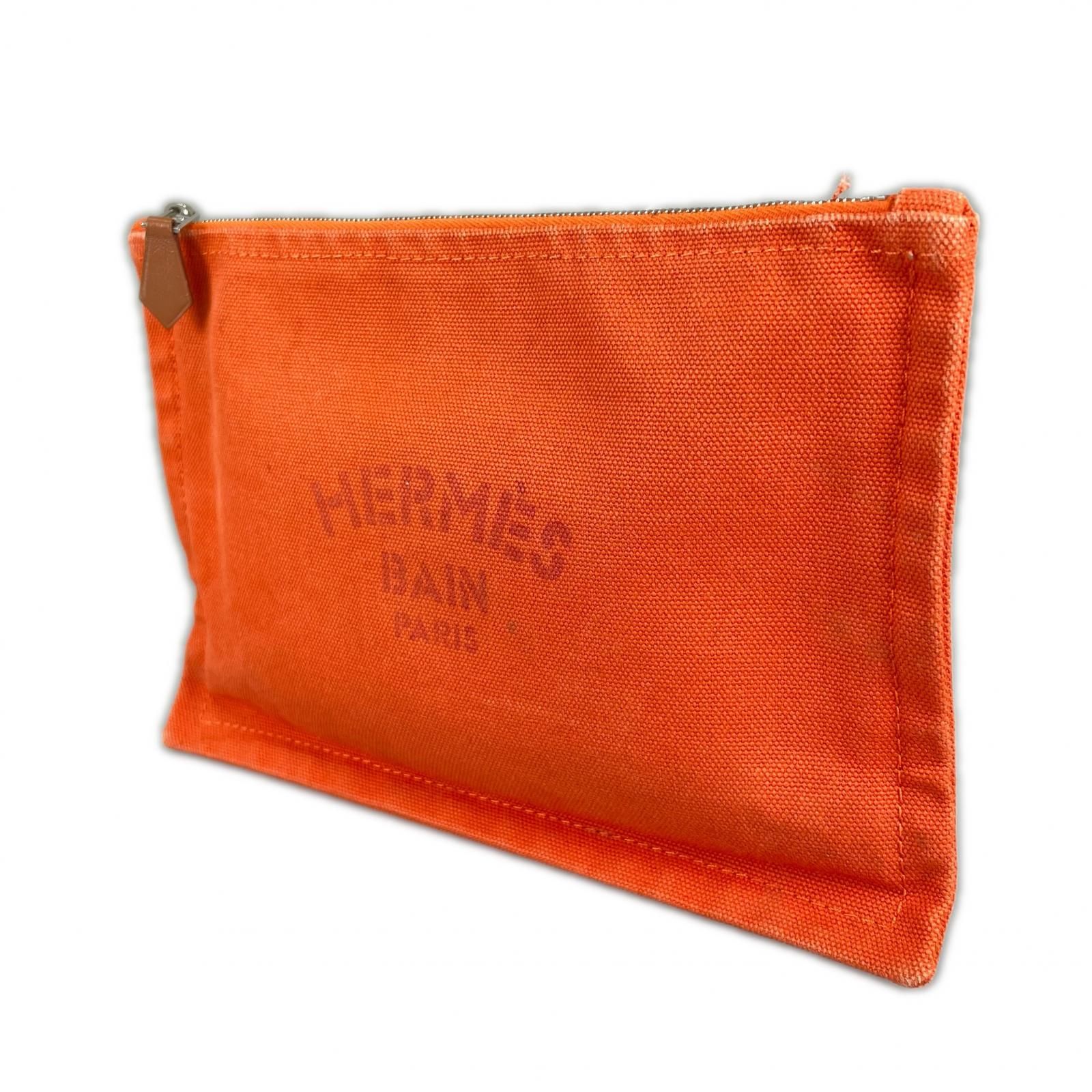 HERMES エルメス ヨッティングフラットGM ポーチ コットンキャンバス