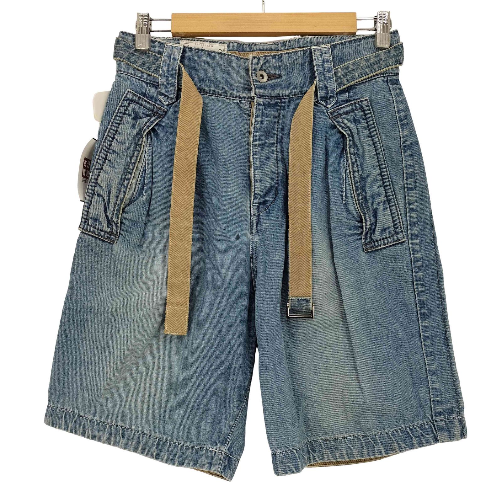 サカイ Sacai 18ss ウォッシュ加工 ベルテッド デニムショーツ メンズ