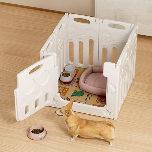 Essgudoペットフェンスサークル犬用小型犬ドア付き室内用ドッグゲート