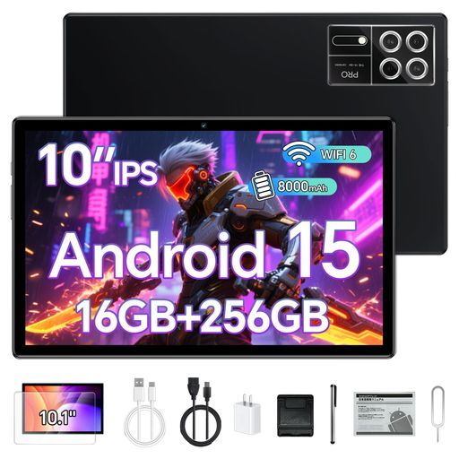 10インチAndroid15タブレット、12GBRAM+256GBストレージ+最大1TB拡張