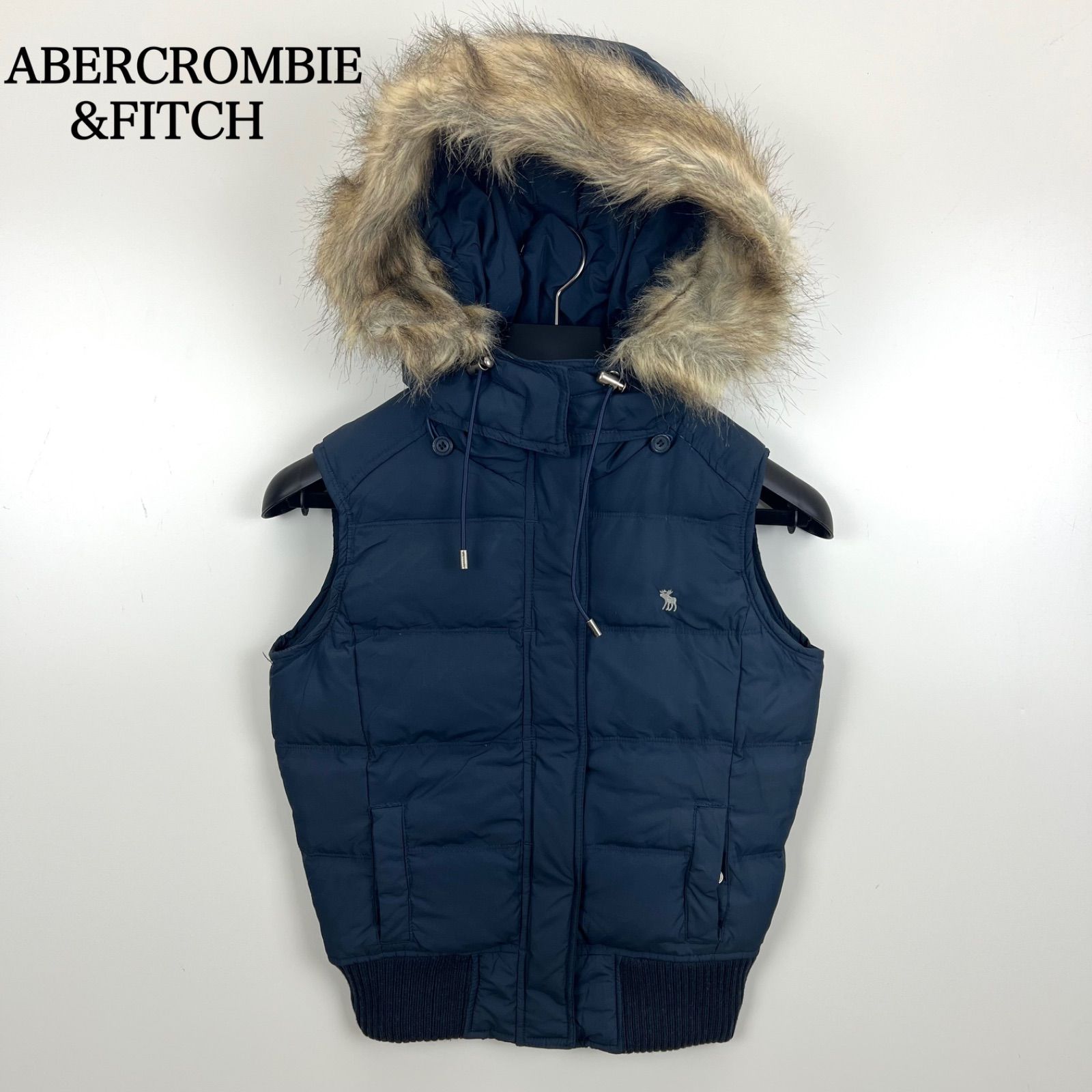 00s y2k Abercrombie&fitch ファー パーカー 短丈 ABERCROMBIE&FITCH 00s y2k Fur hoodie down vest M アバクロ ファー