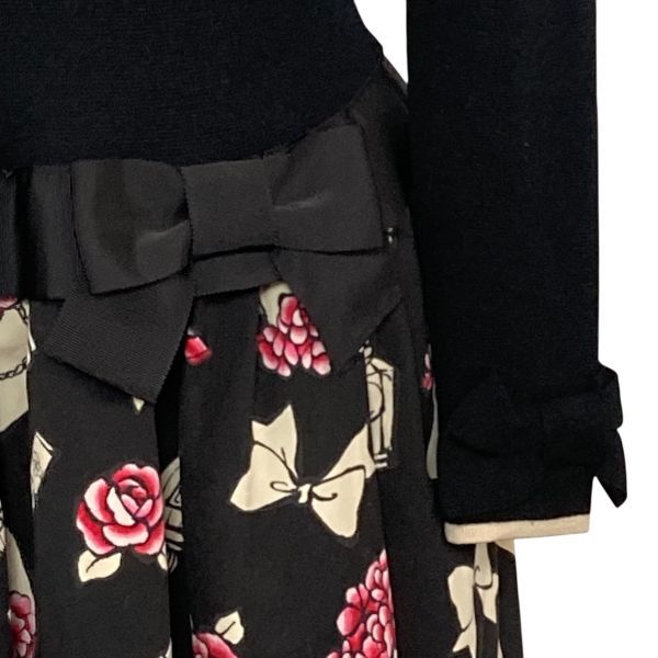 ◇◇ エムズグレイシー M'S GRACY ニットワンピース リボン 総柄 日本