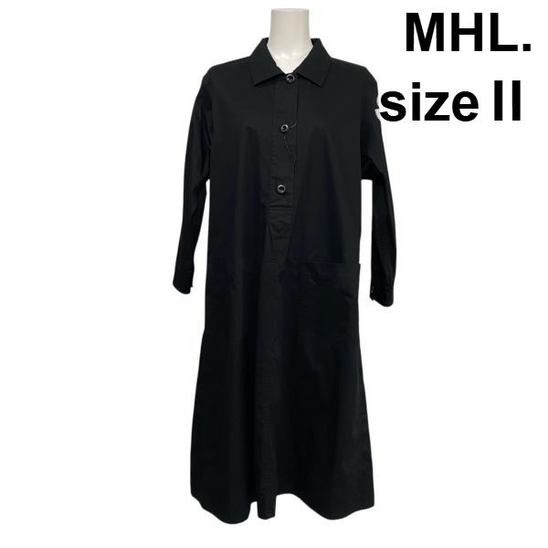 ◇ 美品 エムエイチエル MHL. シャツワンピース ロング丈 長袖 ハーフ