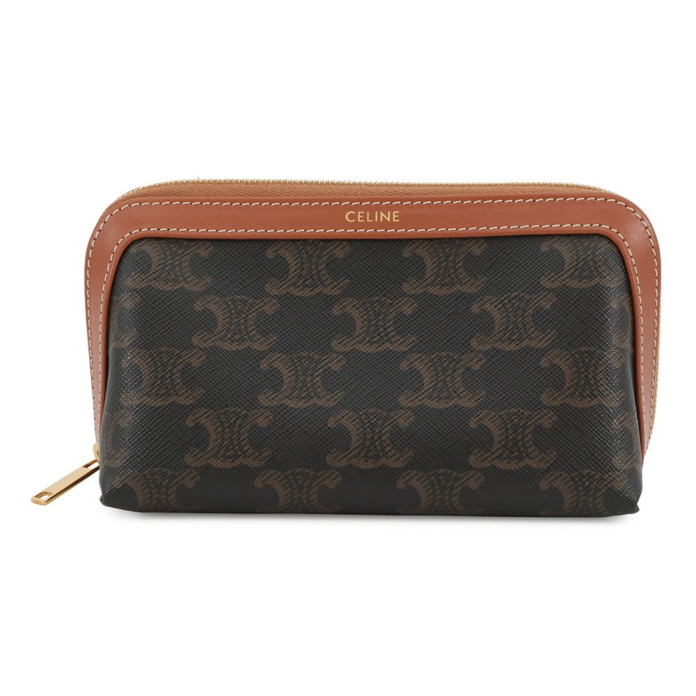 中古 セリーヌ CELINE マルチポーチ フェイクレザー マカダム柄 ロゴ