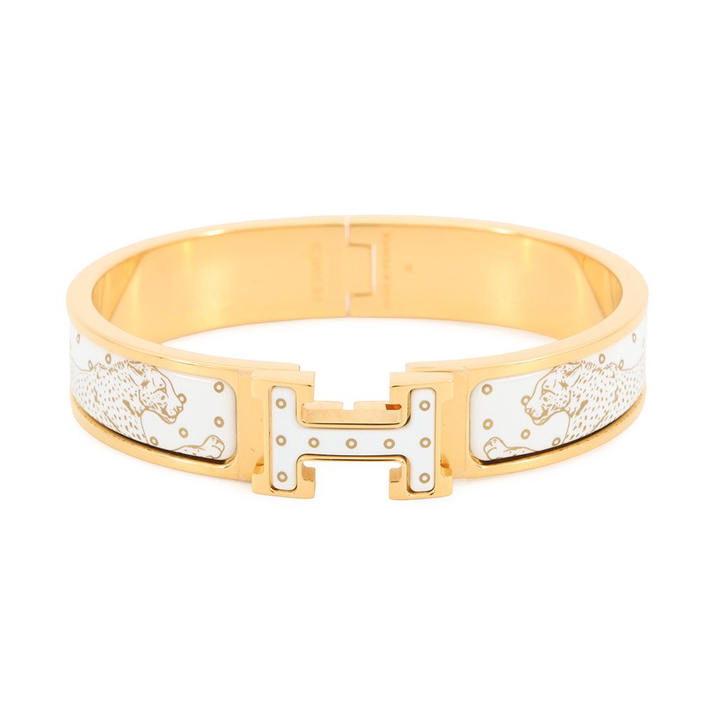 エルメス　クリッククラック　ホワイト×ゴールド金具 エルメスクリッククラックホワイト×ゴールド金具