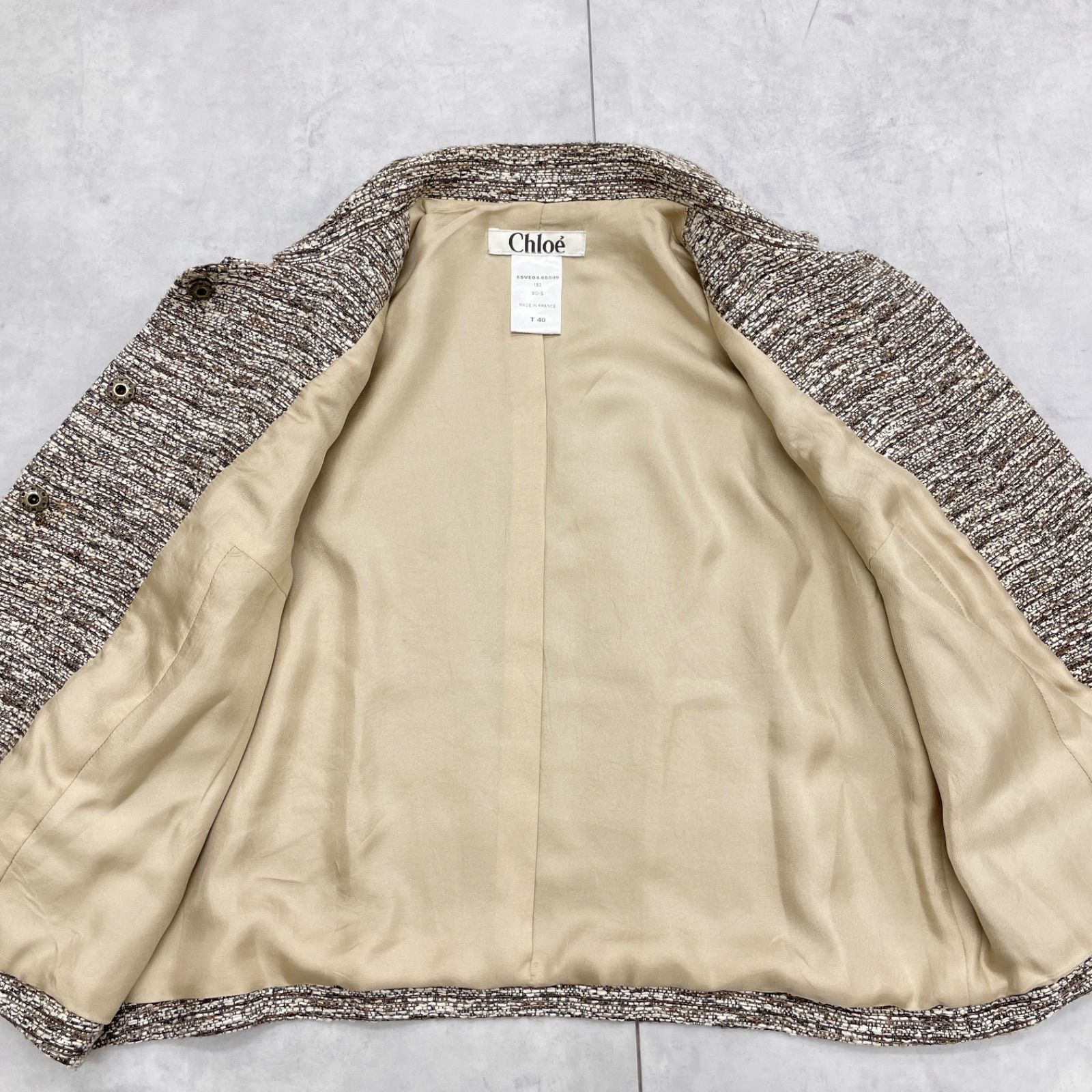 Chloe クロエ ジャケット ツイード コットン レーヨン フランス製
