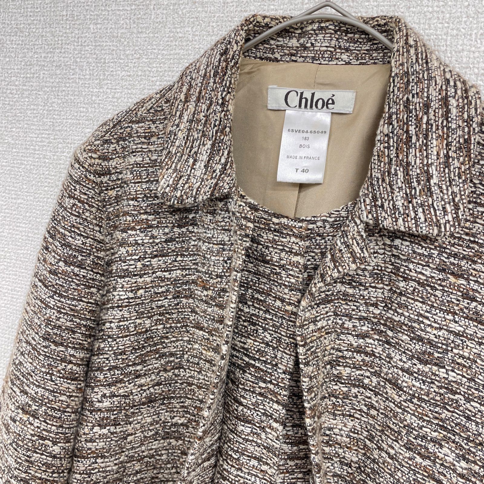 Chloe クロエ ジャケット ツイード コットン レーヨン フランス製
