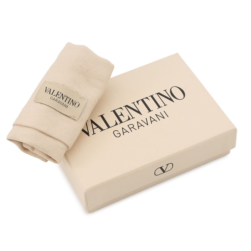 ヴァレンティノ・ガラヴァーニ カードケース Vロゴ チェリー デニム