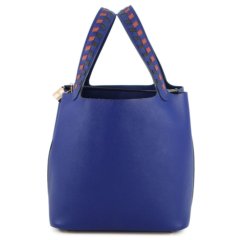 エルメス ハンドバッグ ピコタンロックMM トレサージュ ブルーアンクル