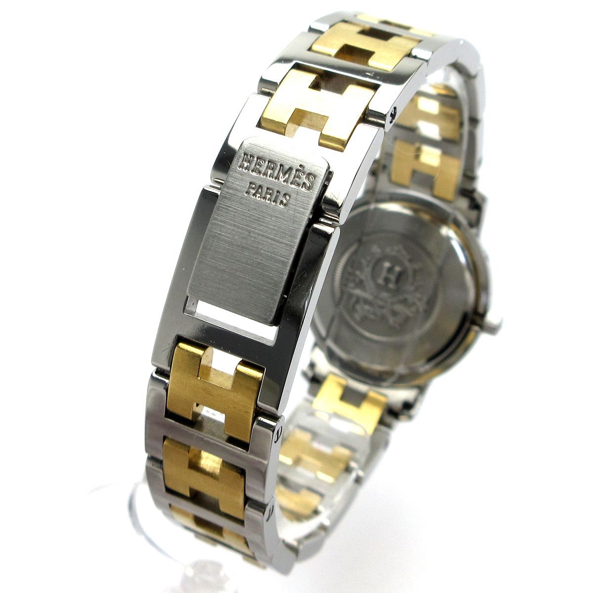 エルメス クリッパー レディース ゴールドコンビ デイト 白文字盤 時計