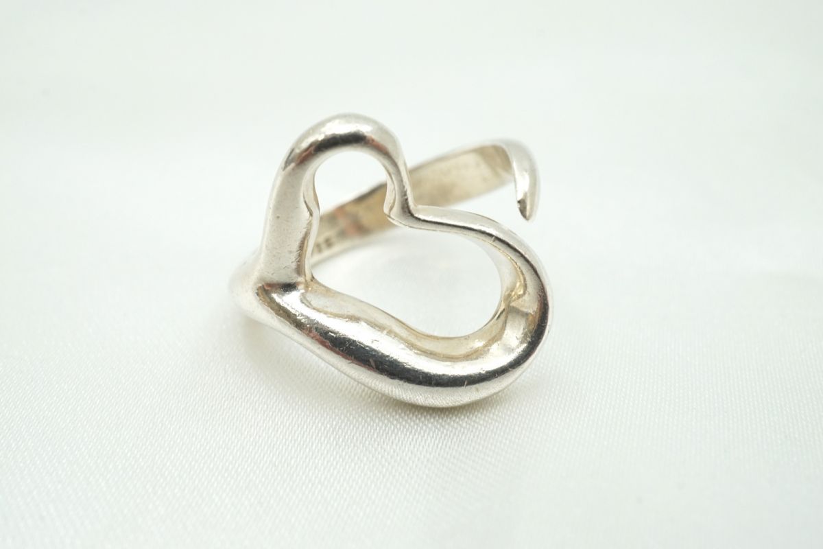 【極美品】ティファニー　オープンハートリング　10号 シルバー925 美品】ティファニー オープンハート リング 指輪 10号 シルバー 925 極