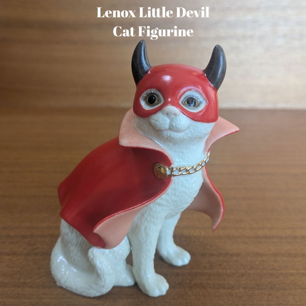 廃盤 レノックス LENOX 小悪魔 猫 フィギュリン 24K金彩 赤マント 12.5