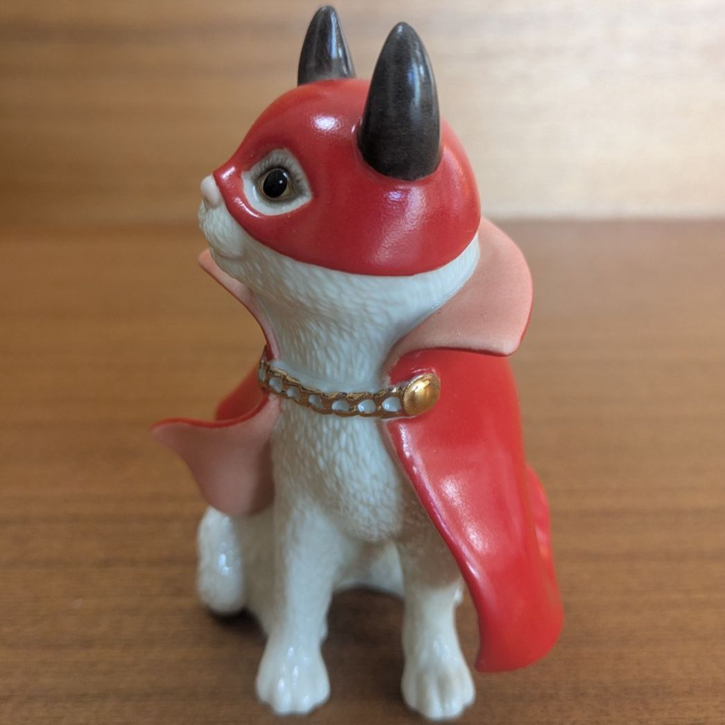 廃盤 レノックス LENOX 小悪魔 猫 フィギュリン 24K金彩 赤マント 12.5