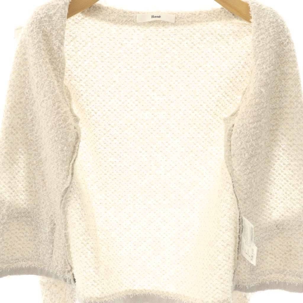 ルネ Rene ツイード ジップアップジャケット ノーカラー 36 オフ