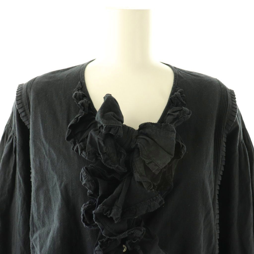 インゲボルグ INGEBORG ピンタックフリルノーカラーシャツ ブラウス