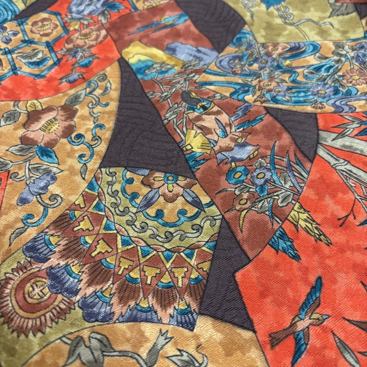 紬 更紗 裄65.5 正絹 美しい染め 袷 着物 MK-2647 - メルカリ