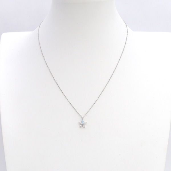 ◇K14WG フラワーデザイン ネックレス 色石つき 【ネックレス