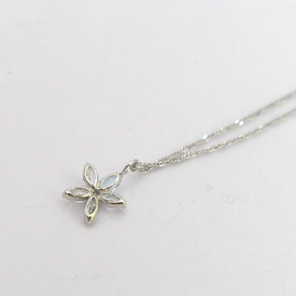 ◇K14WG フラワーデザイン ネックレス 色石つき 【ネックレス