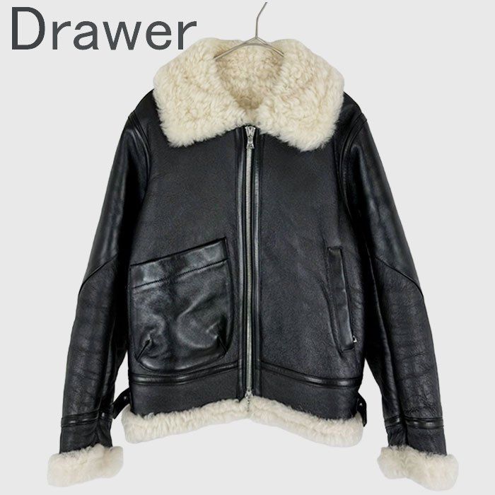 Drawer 革ジャン ムートン ドロワー 本革 高級 Drawer ドゥロワー ムートン レザージャケット 羊革 シープスキン