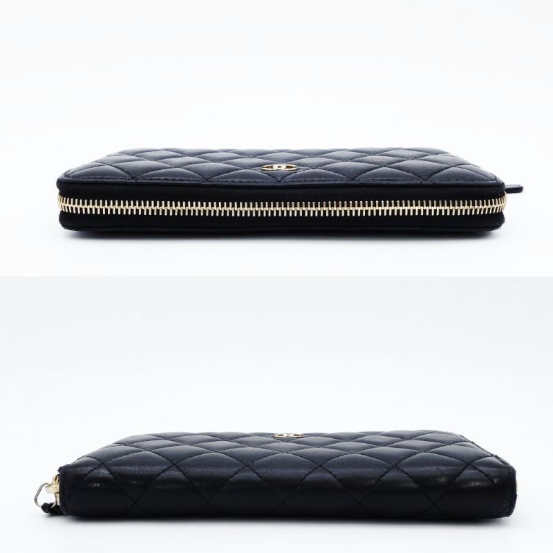 シャネル CHANEL マトラッセ 長財布 ラムスキン ブラック レザー
