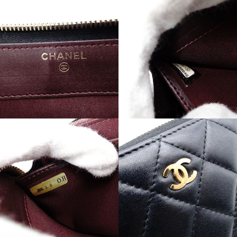 シャネル CHANEL マトラッセ 長財布 ラムスキン ブラック レザー