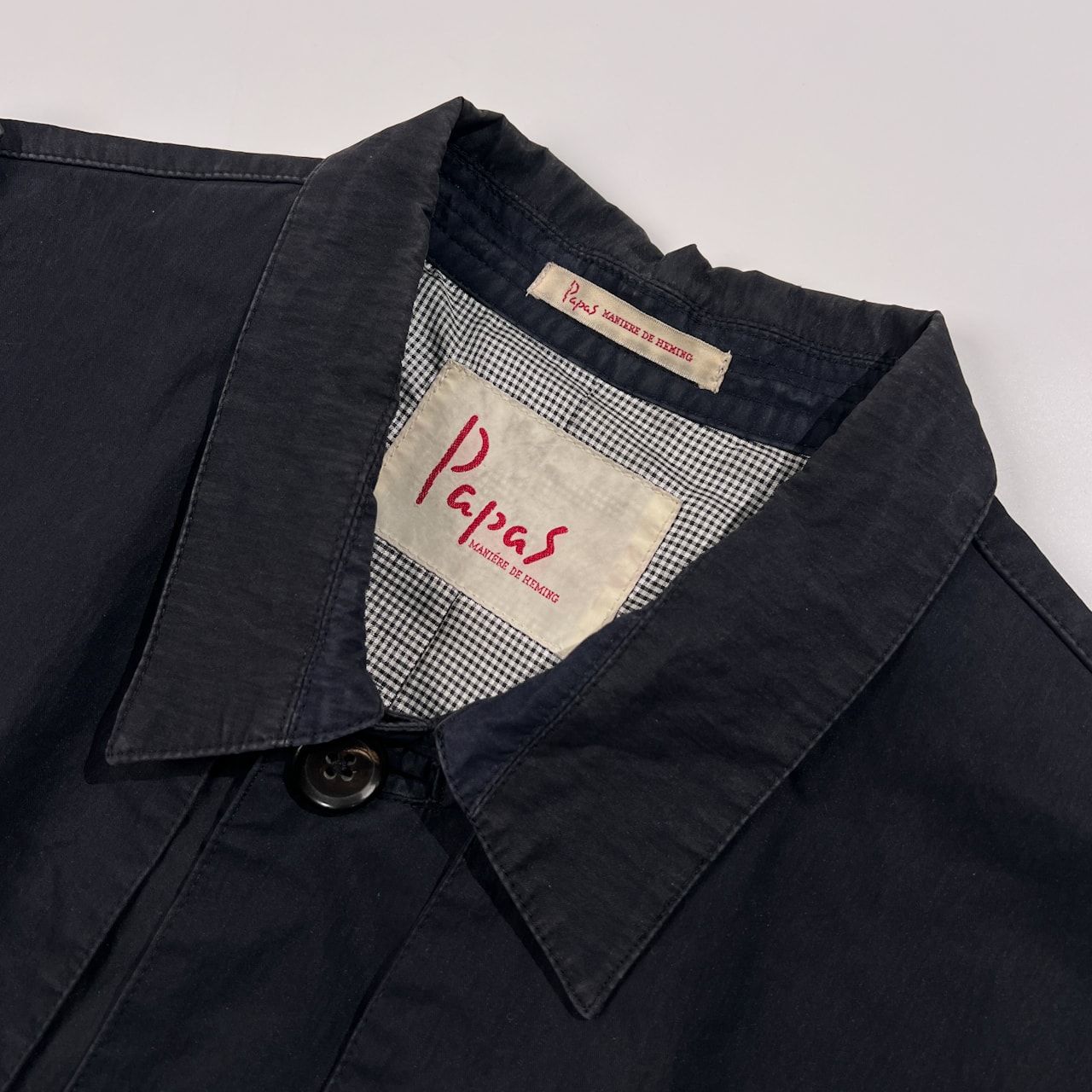 Papas パパス ベルト付き ロング コート サイズ M /ネイビー/メンズ