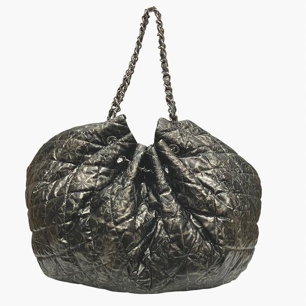 シャネル CHANEL メルローズカバス ブラック×グレー チェーン バッグ