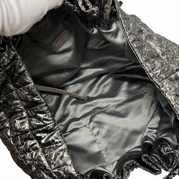 シャネル CHANEL メルローズカバス ブラック×グレー チェーン バッグ