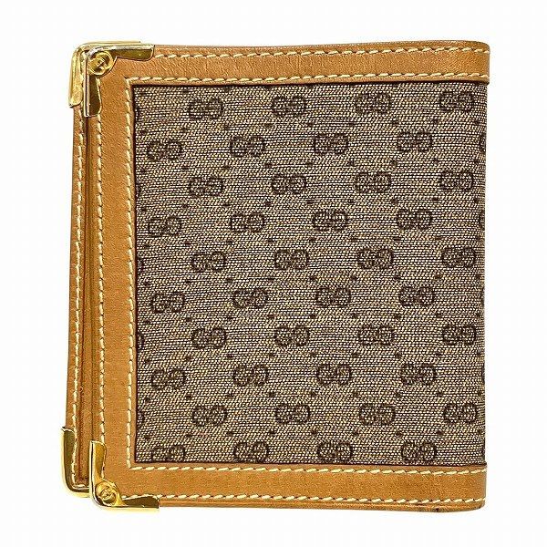 マイクロGG GUCCI グッチ レザー ロゴ二つ折り財布 オールドグッチ