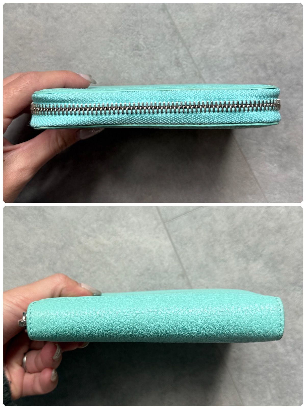 ティファニー コンパクトウォレット 箱付き　ティファニーブルー　ラウンドジップ Tiffany & Co. ティファニー ラウンドジップ コンパクトウォレット 二