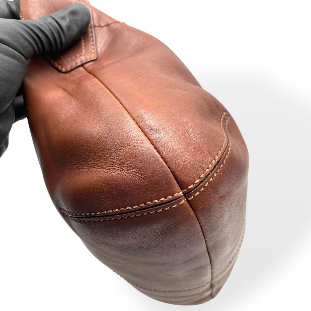 極美品 COACH コーチ ワンショルダーバッグ ホーボー 肩掛け レザー 茶