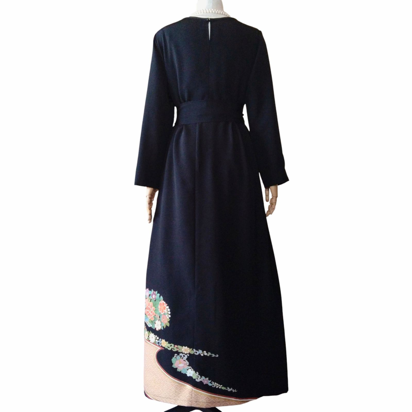 ❦Kaena❦ 着物リメイク 黒留袖 ワンピース ロング ドレス Aライン