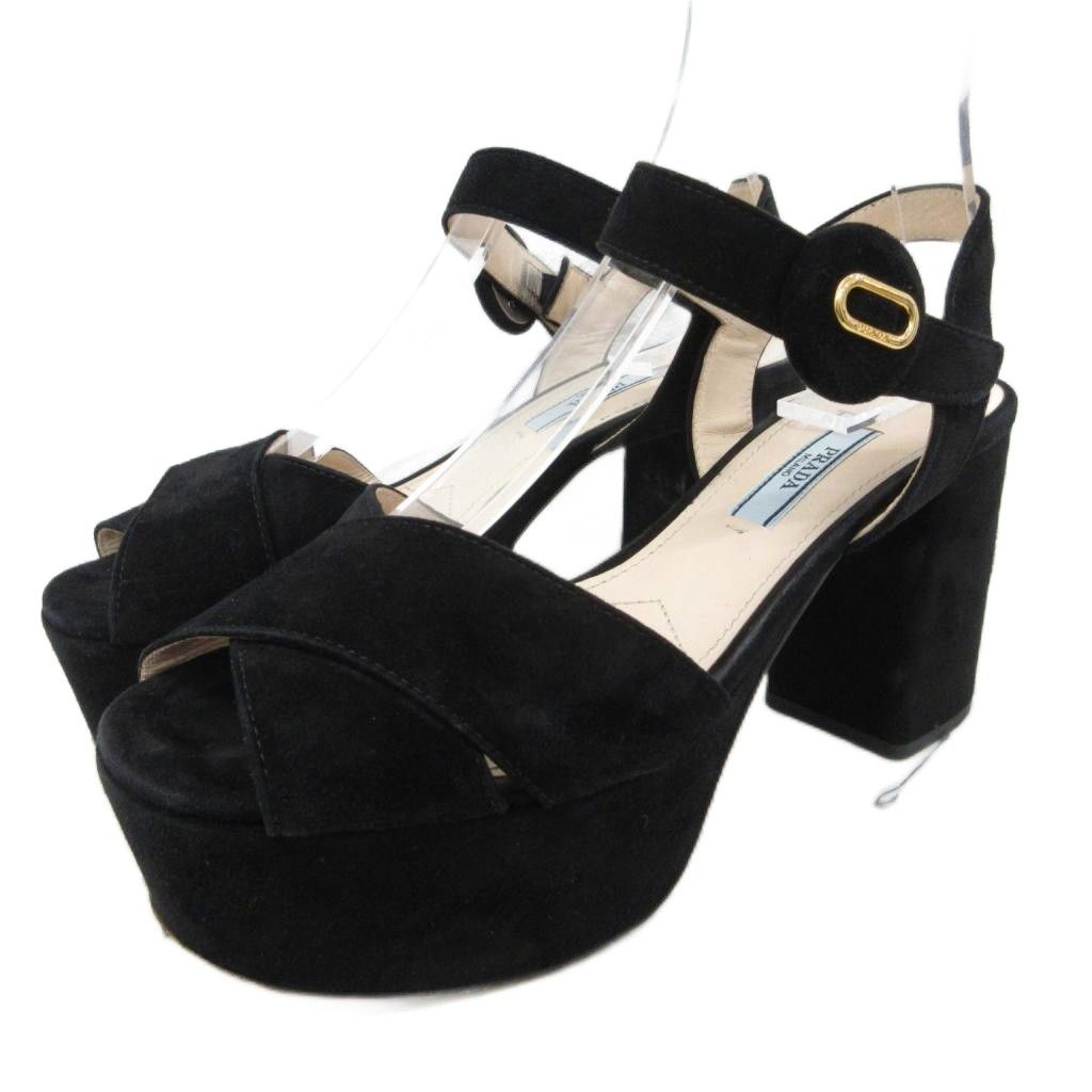 プラダ PRADA ストラップサンダル ハイヒール チャンキーヒール