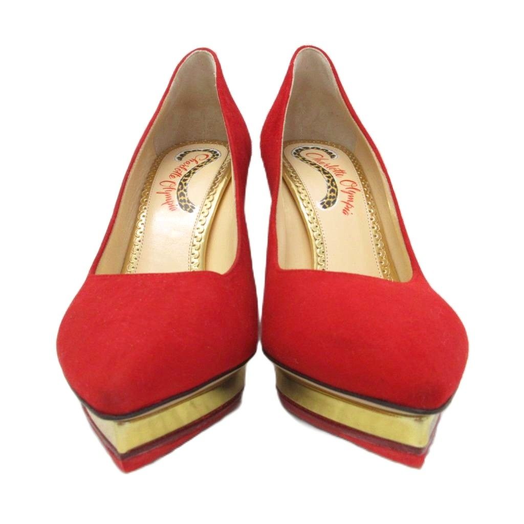 超美品シャーロットオリンピア赤のビロードハイヒール新品未使用 シャルロットオリンピア Charlotte Olympia 美品 パンプス ハイヒール