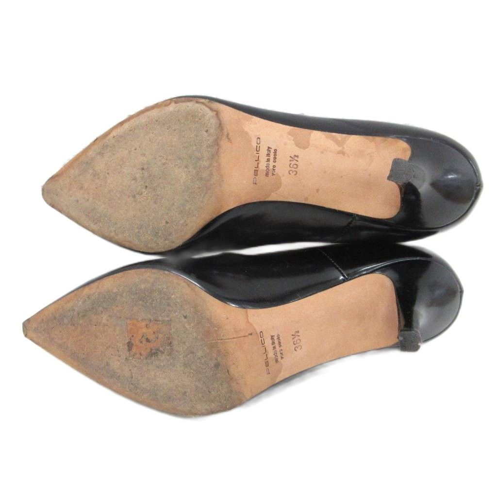 ★PELLICO ペリーコ 光沢ブラック ポインテッドトゥ ストラップパンプス ペリーコ PELLICO 美品 ストラップパンプス ポインテッドトゥ