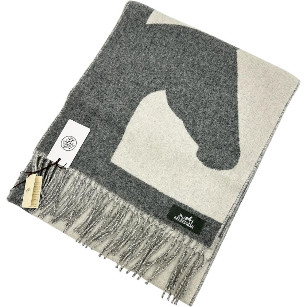 HERMES/エルメス】マフラー マフラー カシミヤ グレー ユニセックス