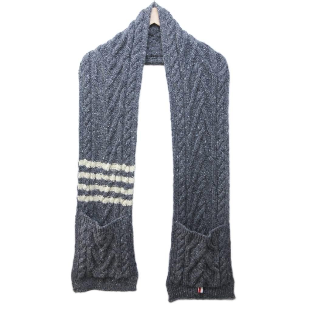 トムブラウン THOM BROWNE マフラー 4バー ポケット ケーブルニット
