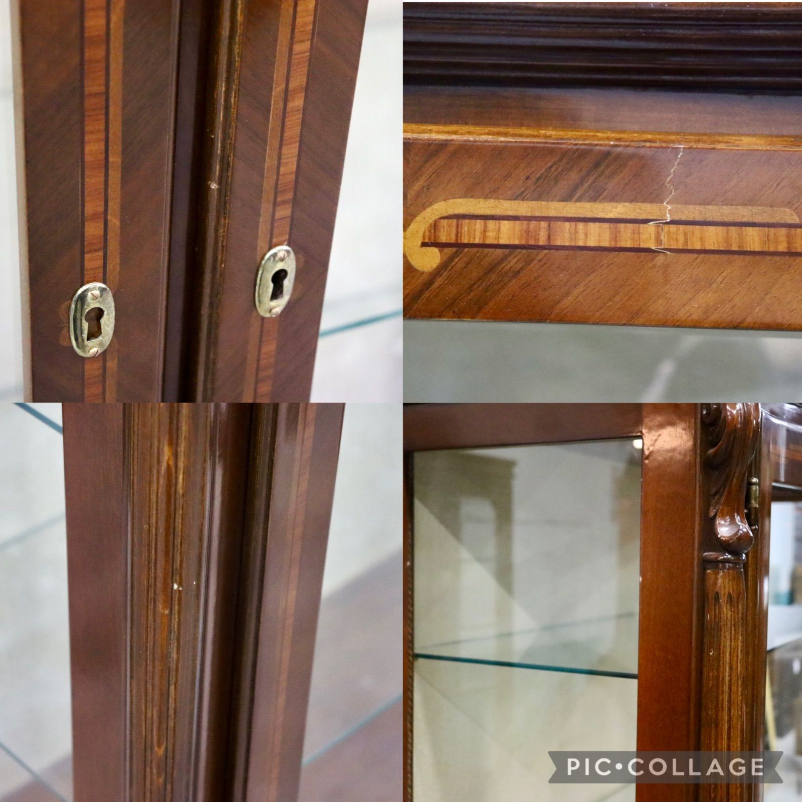 GMIH374○イタリア製 キュリオケース ガラスキャビネット 飾り棚