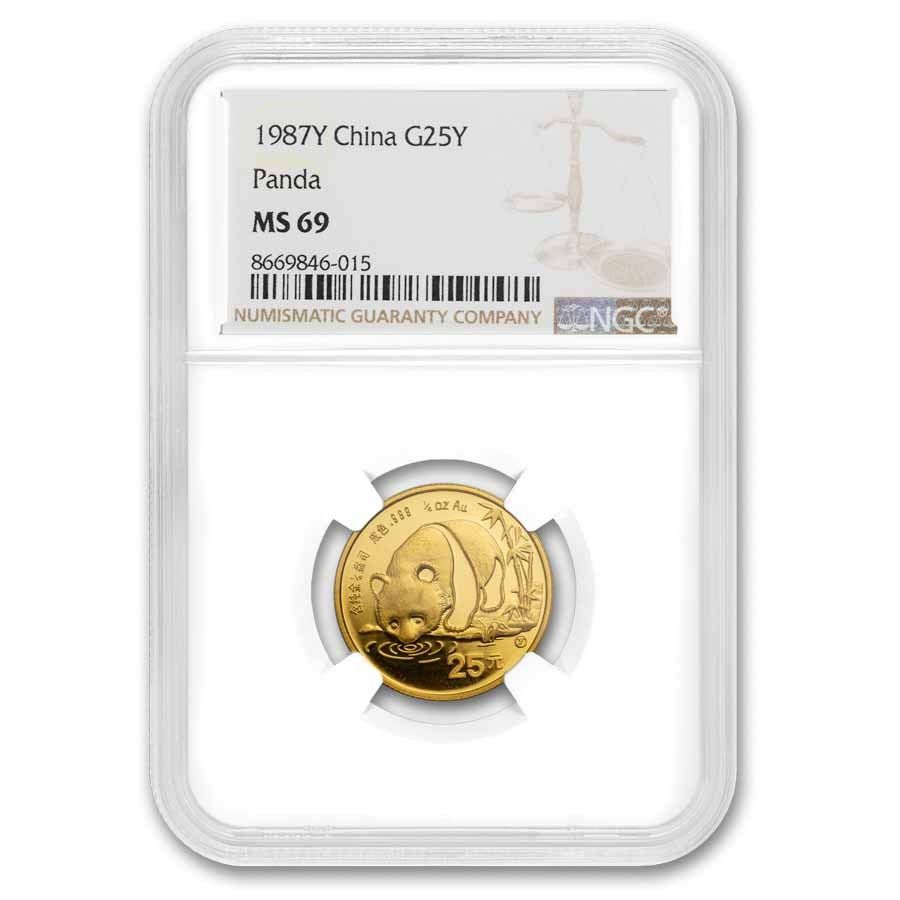 1987 Y 中国 1 4オンス 金貨 パンダ MS 69 NGC