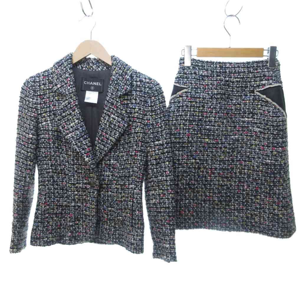シャネル CHANEL ミックスツイード セットアップ ジャケット スカート